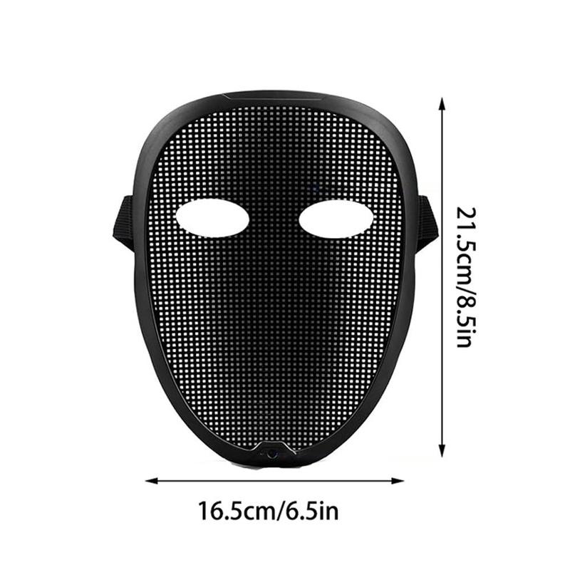 Gesture Sensing Mask, Face Transforming Mask, Gesture Face Changing Cyberpunk Mask, Rechargeable Glow In The Dark LED Light Up Mask with App Control for Costume Cosplay Party Masquerade, Party Accessories