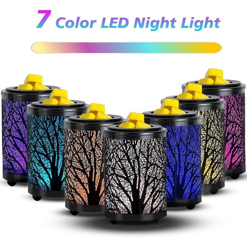 Leyoue Electric Wax Melt Warmer PTC Heating Plate with 7 Colors LED Changing Light Wax Warmer Fragrance Warmer for Home Office Gifts & Decor(Black Forest)