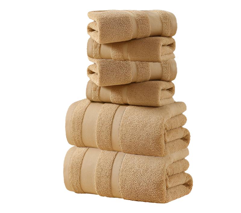 6-Piece Cotton Towel Set: 2 Square Towels (15x15 in), 2 Bath Towels (15x30 in), 2 Extra-Large Bath Sheets (30x60 in) - 100% Cotton