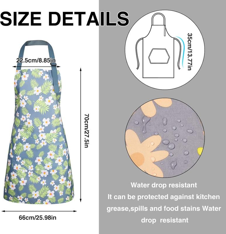 3 Pack Floral Aprons with Pocket, Blooming Womens Aprons  Adjustable Cooking Aprons for Kitchen Gardening and Salon