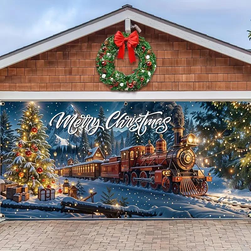 Christmas Themed Garage Door Cover, 1 Count Snowproof & Windproof Garage Door Banner, Festive & Party Supplies for Indoor & Outdoor