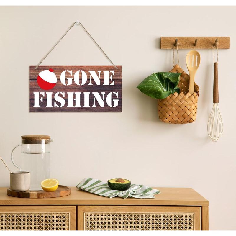 Fishing Signs, Decorative Wood Hanging Wood Plaque, Rustic Door Sign, Wall Decor Art, Hanging Wood Sign, Farmhouse Decor, Lake House Decor, Fishing Lover Home Decor, Gone Fishing Sign