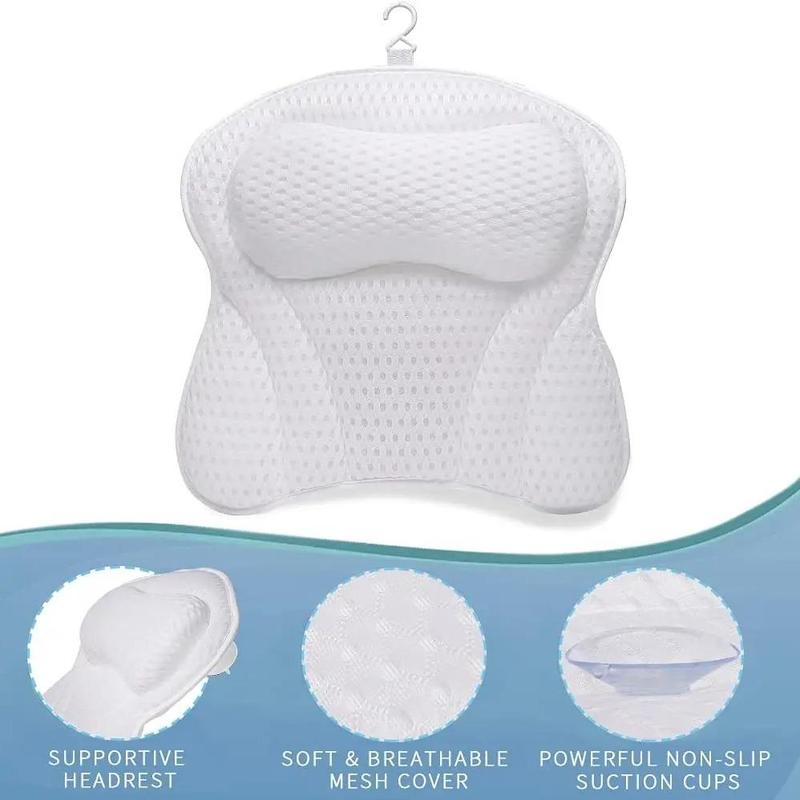 Bathtub Pillow, 1 Count Non-slip Neck & Back Support Pillow For Bathroom, Soft Mesh Pillows For Bathtub