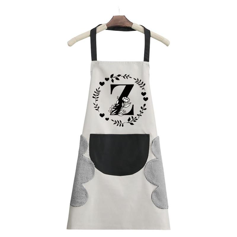 Letter & Garland Pattern Apron, 1 Count Oil-proof Adjustable Bib Apron, Stain-resistant Kitchen Cooking Apron for Restaurant, Easy To Clean