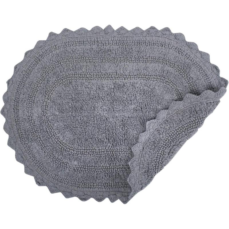 Crochet Collection Reversible Bath Mat, Large Oval, 21x34, Gray