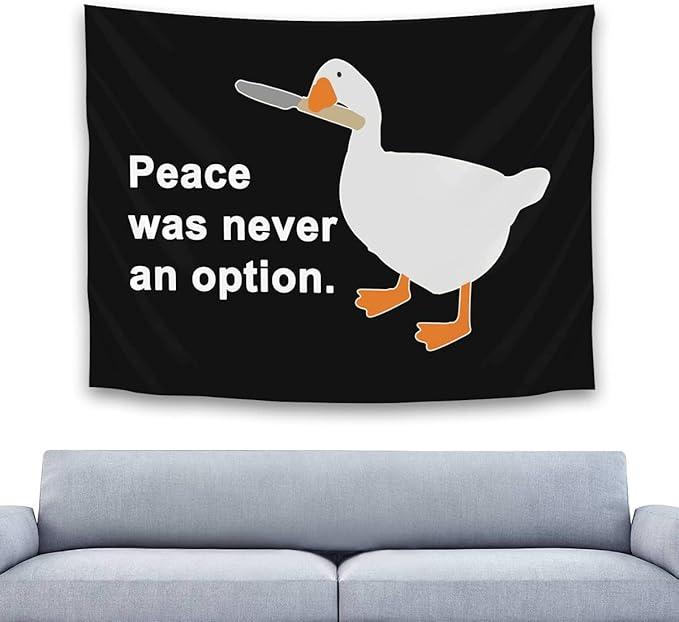 Peace Was Never An Option Goose 40*30in  Tapestry, Bedroom Wall Hanging Bedding Men Teen Girl Funny Living Room Dorm Home Decor