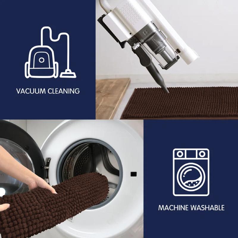 Dyfun Bathroom Rugs Chenille Bath Rug Soft Short Plush Bath Mat Soft Shower Mat Water Absorbent Shower Mat Quick Dry Machine Washable Microfiber Thick