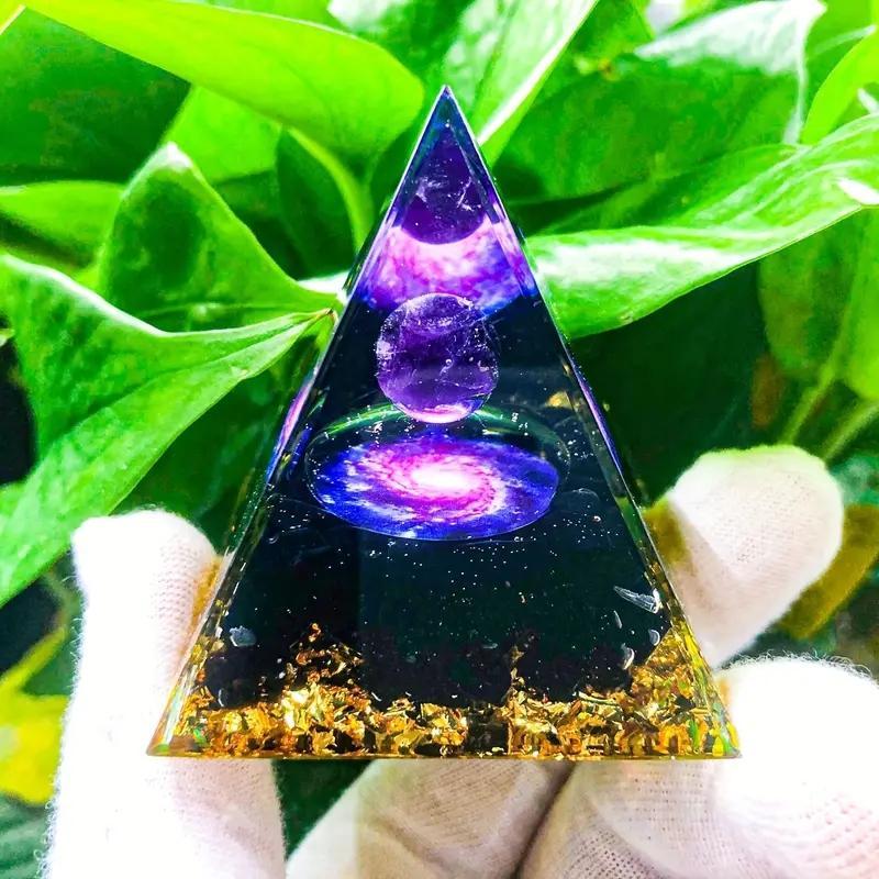 Creative Orgone Pyramid for Positive Energy, Desktop Decorative Ornament, Home Decor for Living Room Bedroom Office