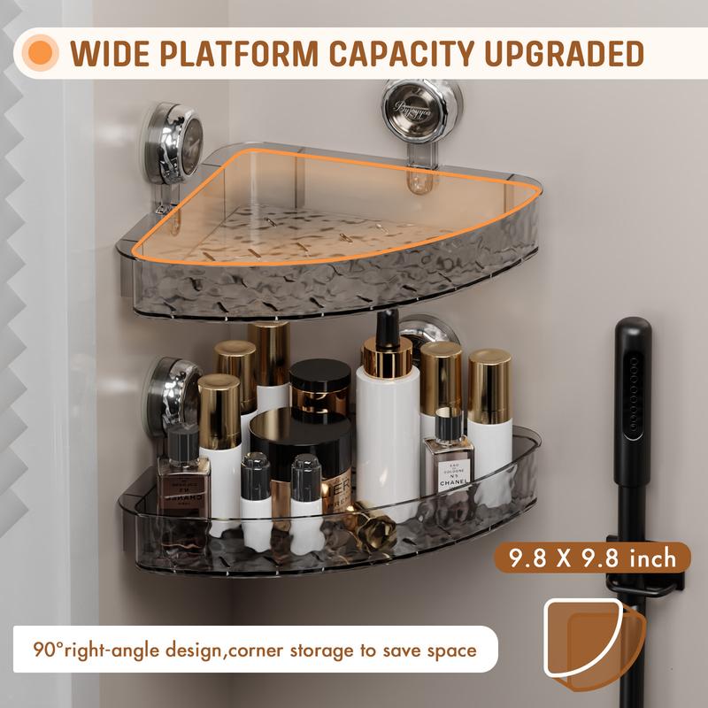 Fehokinch Suction cup Storage Holders & Racks, Space-Saving home supplies, suction cup shelf, wall-mounted bathroom floating shelf, shower dispenser soap organizer, corner shower caddy apply in bathroom washroom sink kitchen, easy install removal