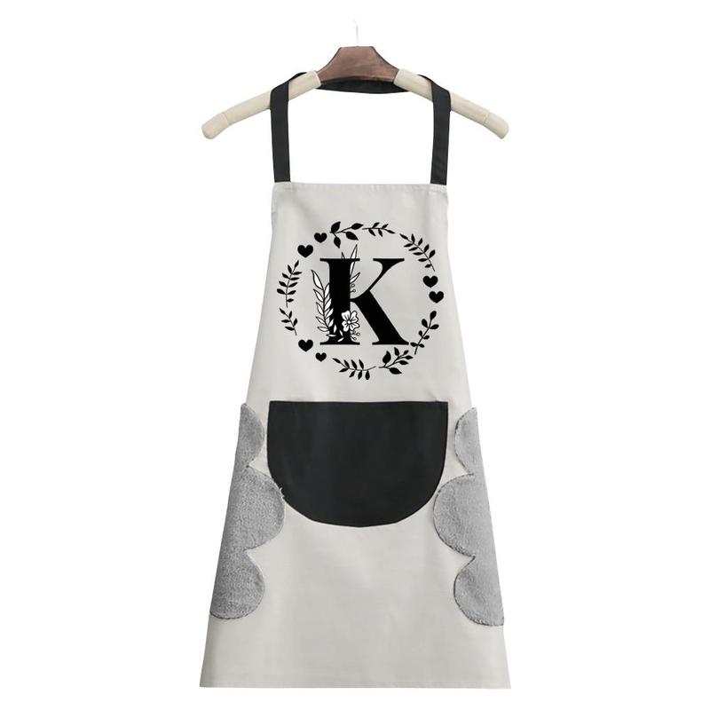 Letter & Garland Pattern Apron, 1 Count Oil-proof Adjustable Bib Apron, Stain-resistant Kitchen Cooking Apron for Restaurant, Easy To Clean