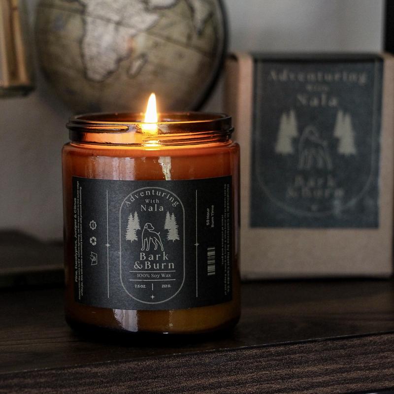 Bark & Burn Limited Edition Candle by Adventuring with Nala - Woodsy Scented, Handmade with Natural Soy Wax Decor Fragrance