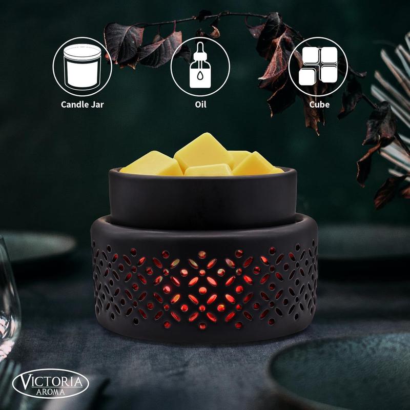 Ceramic Wax Melt Warmer - 7 Colors Changing LED Light Candle Wax Warmer for Scented Wax, Electric Fragrance Wax Melter for Home, Office, Bedroom Decor, and Gifts Ornaments Decoration