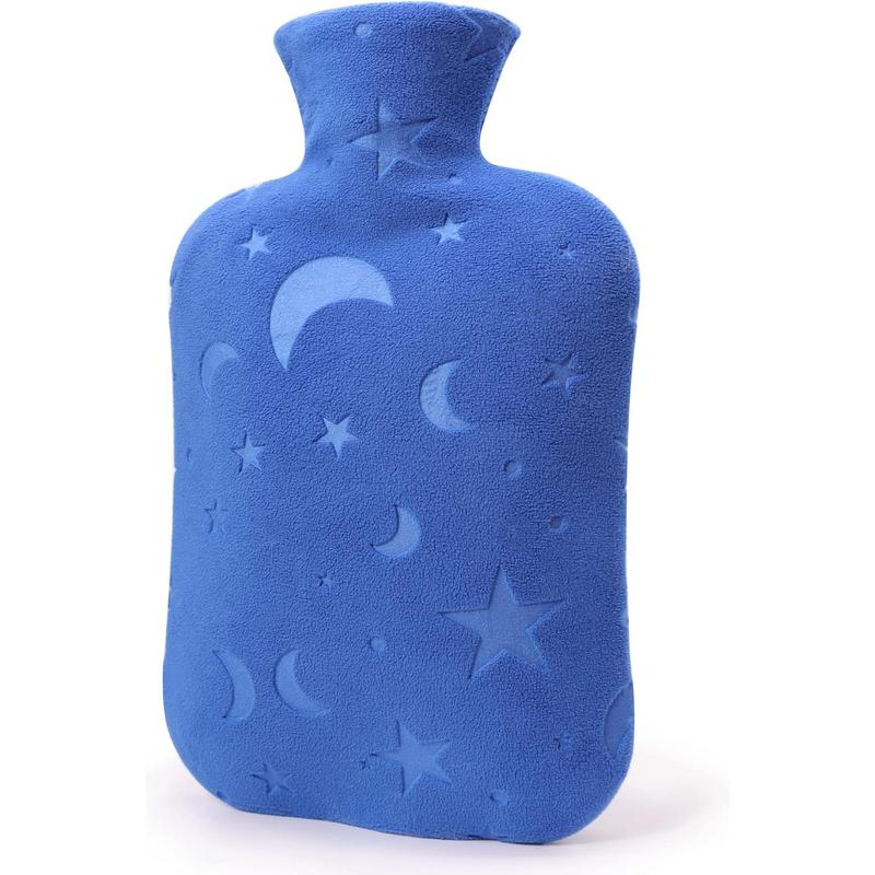 Hot Water Bottle with Soft Cover, 2L Hot Water Bag for Menstrual Cramps, Neck and Shoulder Pain Relief, Hot and Cold Therapies, Hand Feet Warmer, Blue