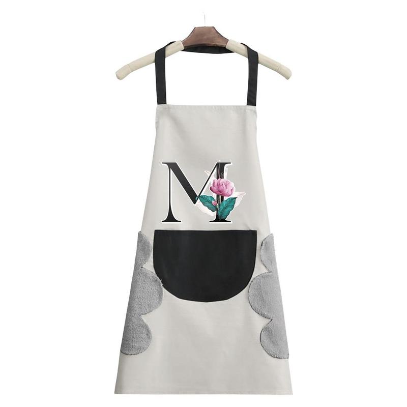 Letter Pattern Apron, 1 Count Oil-proof Adjustable Bib Apron, Easy Cleaning Stain-resistant Kitchen Cooking Apron for Restaurant & Home