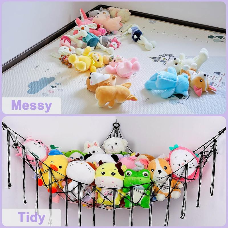 Stuffed Animals Net or Hammock Toy Storage Organizer Stuffed Animals Storage Boho Nursery Decor Wall Hanging Storage for Play Room Bedroom