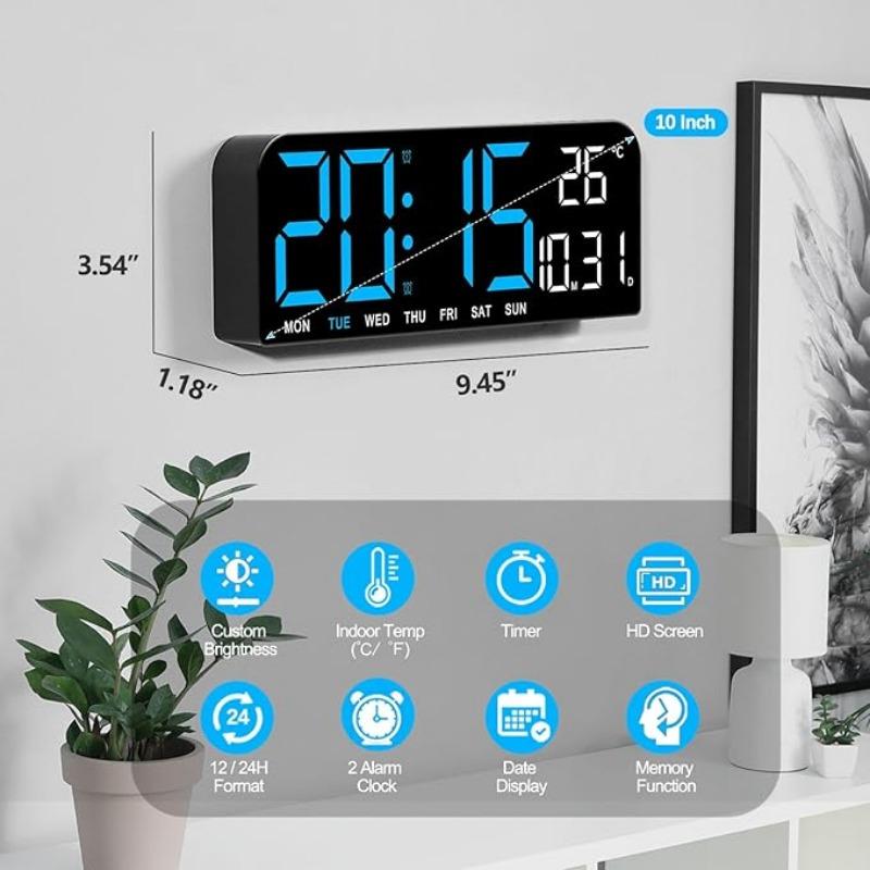 Luminous Large Screen LED Alarm Clock - Displays Week, Temperature, Humidity, and Timer - Perfect for Bedroom, Living Room, and Office Decoration with Modern Design