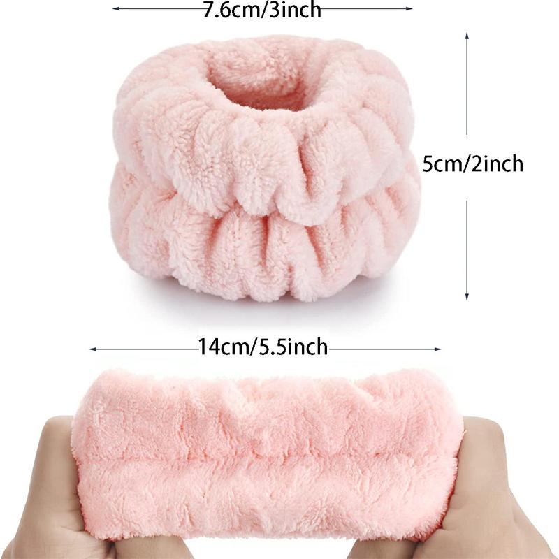 Face Washing Wristbands, 2 Counts Wrist Wash Band, Pink Fuzzy Bath Wrist Band, Reusable Wrist Spa Wash Band, Wrist Towels for Washing Face