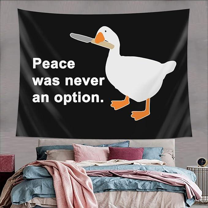 Peace Was Never An Option Goose 40*30in  Tapestry, Bedroom Wall Hanging Bedding Men Teen Girl Funny Living Room Dorm Home Decor