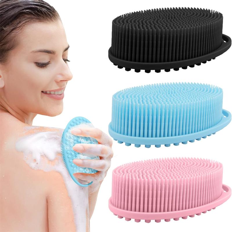 3 Pack 1 Pack Silicone Body Scrubber, Girl Shower Products,Exfoliating Body Scrubber, Soft Silicone Loofah, Body Scrubber Fit for Sensitive and All Kinds of Skin, Rapid Foaming, Clean and Sanitary