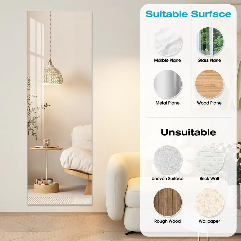 Full Length Mirror,Acrylic Soft Mirror,High Definition Soft Mirror, A Seamless Full-Length Mirror, Suitable for Your Home Porch,Living Room, Bedroom, Home Gym，Hd mirror (2 pieces) (Lagre 47.25