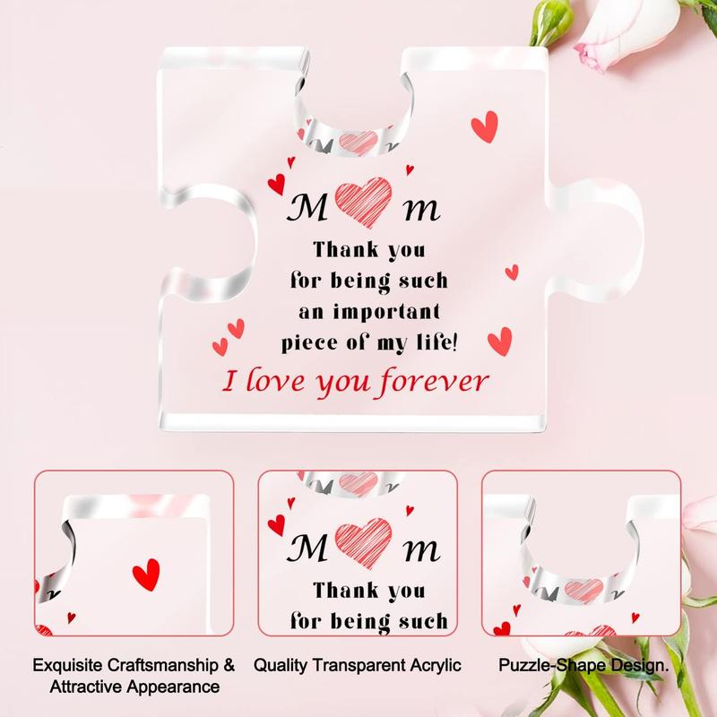 Mothers Day Personalized Gifts Ideas |  Birthday Gifts for Mom From Daughter Son | 3.94 x 3.15 Inch I Love You Mom Premium Acrylic Puzzle Sign | Christmas Cool Gifts | Gift for Mommy