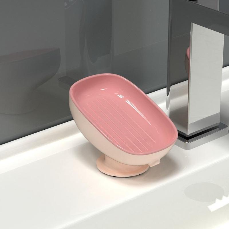 Soap Dish, 1 Count Punch Free Suction Cup Soap Holder, Soap Bar Storage Box for Bathroom Kitchen Hotel Salon Dormitory