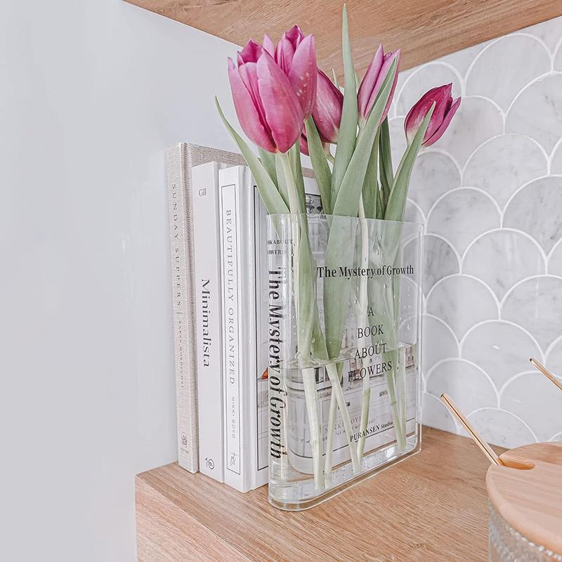 Acrylic Book Shaped Vase, 1 Count Creative Flower Arrangement Vase, Modern Desktop Flower Vase for Home Office Decor, Bookshelf Decoration