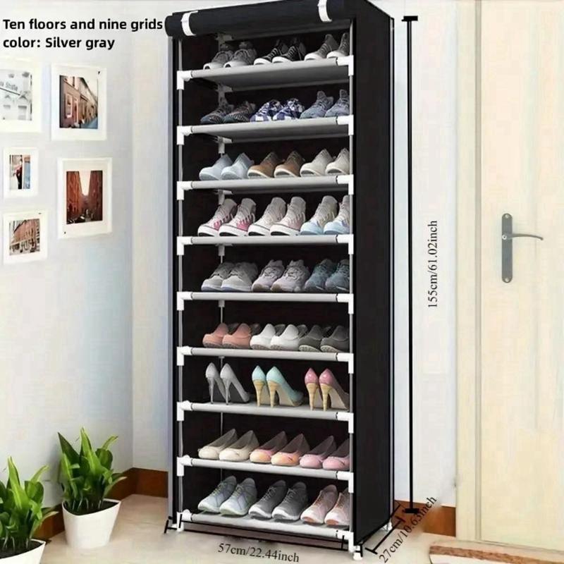 Non-woven Multi-layer Steel Tube Shoe Cabinet Shoe Rack Zipperless Dustproof Family Multi-functional Shoe Rack, for Family Room Decorative Organiser