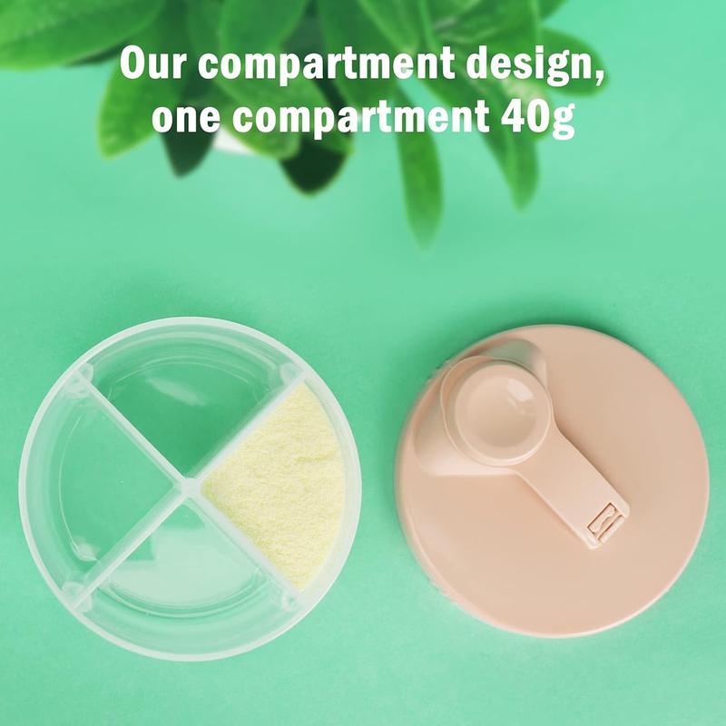 Formula Dispenser on The Go, Non-Spill Rotating Four-Compartment Formula Container To Go, Milk Powder Snack Container for Travel Outdoor, Pink