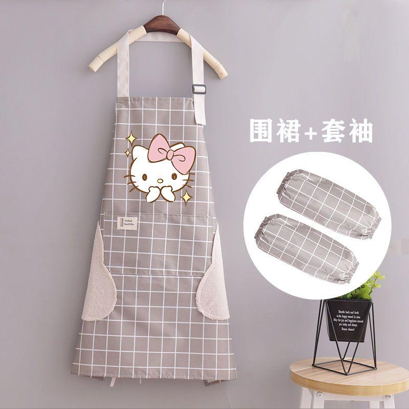 Cute New Women's Apron Waterproof Oil-Proof Cooking Kitchen Home Western Style Work Clothes Japanese Fashion Printing