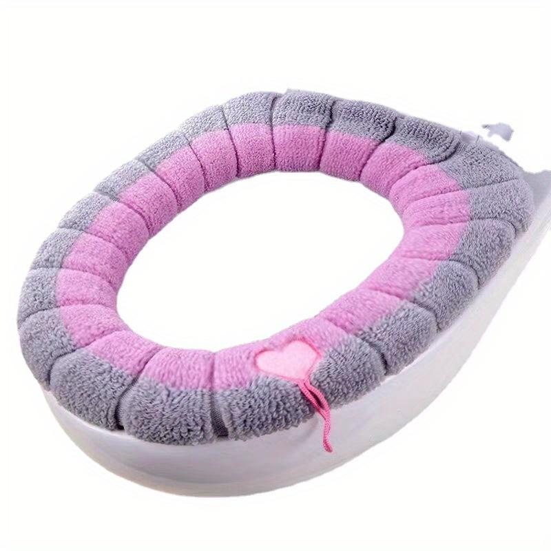 2pcs Winter Warm Toilet Seat Cover Mat Bathroom Toilet Pad Cushion with Handle Thicker Soft Washable Closestool Warmer Accessories toilet seat