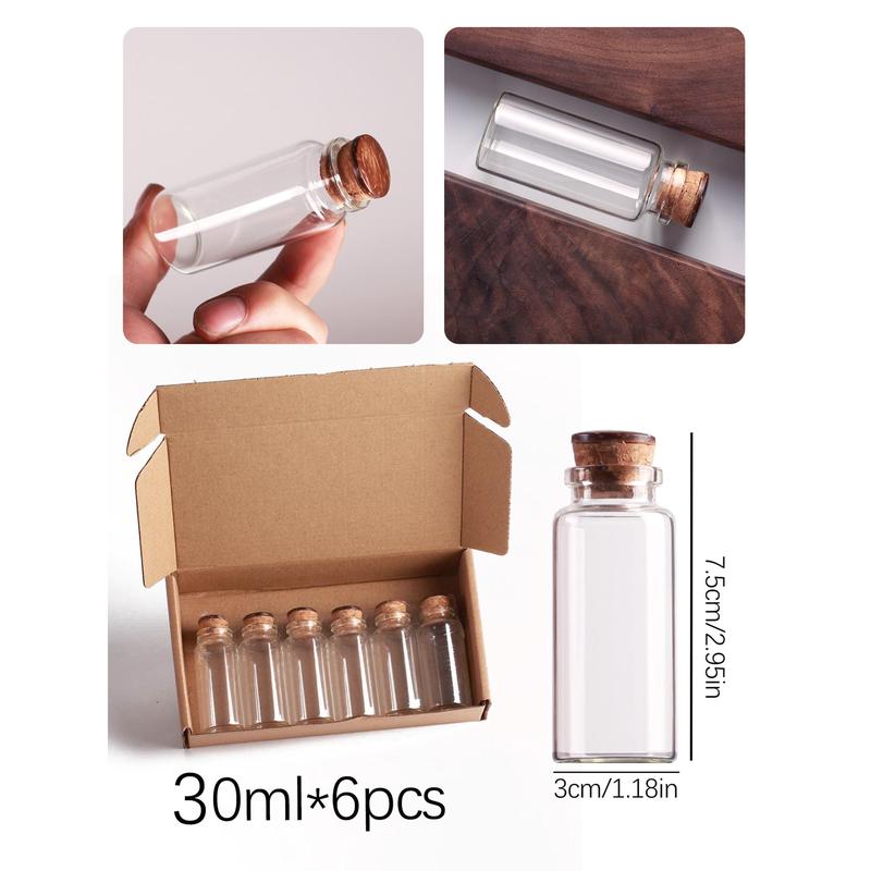 Mini Glass Jar with Cork Stopper, 12pcs 6 Counts Clear Glass Bottle, Portable Storage Jar for Crafts, Projects, Decoration, Party Favors