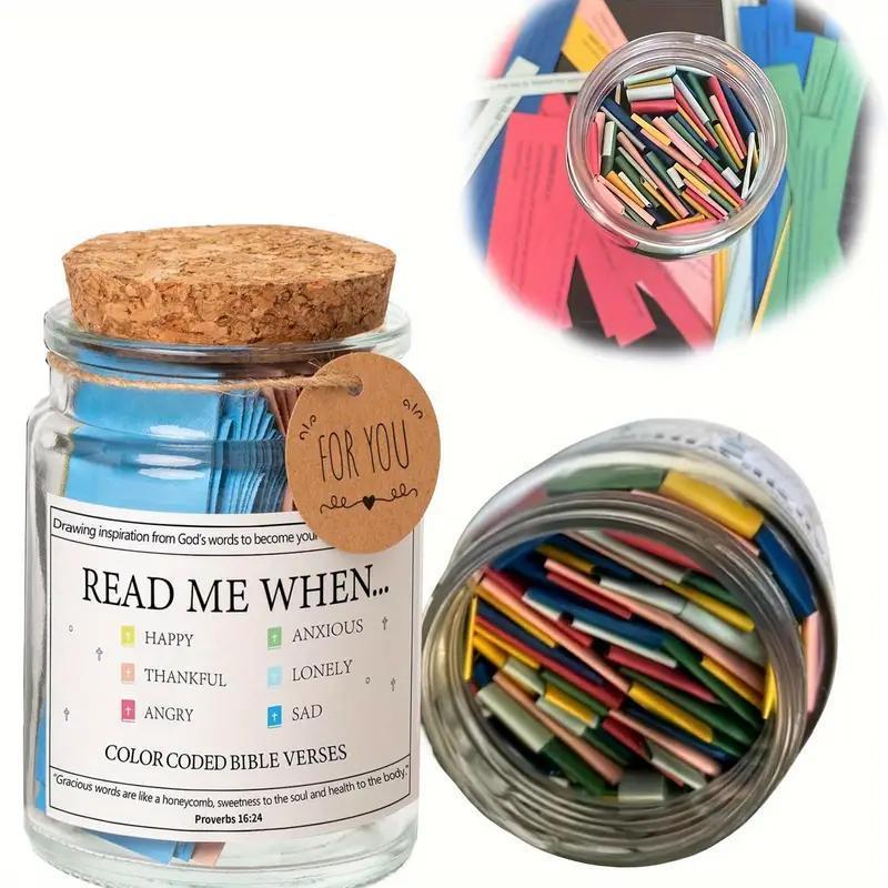 2024 Bible Verse Jar,Read Me When Bible Verses Jar for Emotions and Feelings,Scripture Prayer Cards Hope Jar,Religious Graduation Gift,Bible Study Church Christian Gifts for Women Men Mom Dad Friend