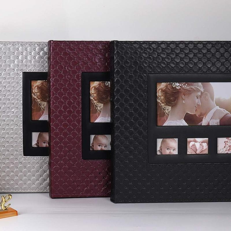 RECUTMS Photo Album 4x6 600 Photos Black Inner Page Button Grain Leather Large Capacity Pockets Pictures Album Birthday Christmas Wedding Anniversary (Black) Visit the RECUTMS Decor Transparent