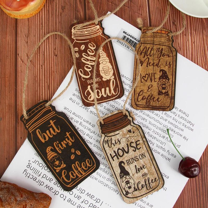 4pcs Wooden Hanging Ornaments, Creative Wall Adornments, Decorating For Kitchen And Dining Room