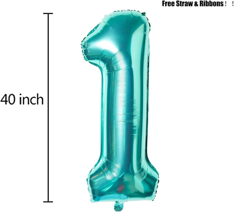 40 Inch Teal Blue  Digital Number Balloons 1 Huge Giant Balloons Foil Mylar Balloons for  Shower Party  Mermaid Theme Birthday Decor Supplies