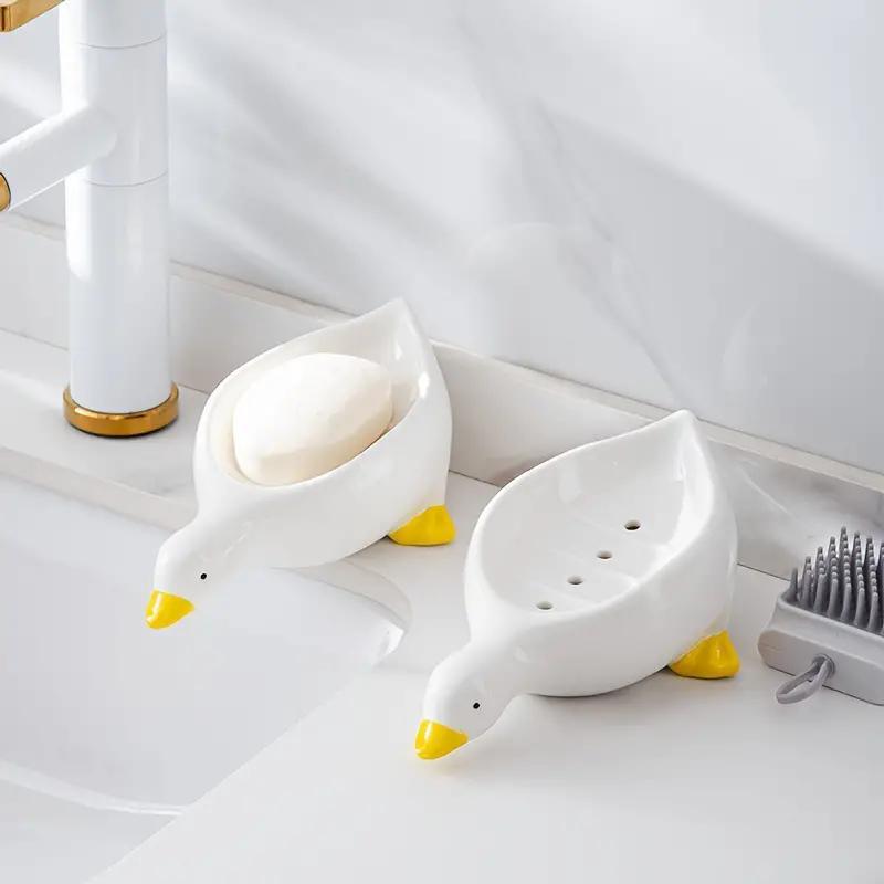 Duck Shaped Soap Dish, 1 Count Cute Soap Draining Holder,   Soap Storage Rack for Bathroom Kitchen Dormitory Hotel