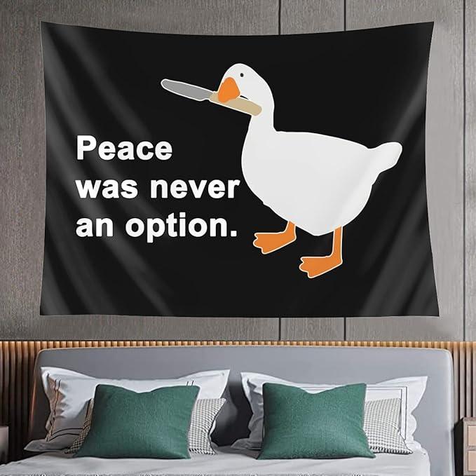 Peace Was Never An Option Goose 40*30in  Tapestry, Bedroom Wall Hanging Bedding Men Teen Girl Funny Living Room Dorm Home Decor