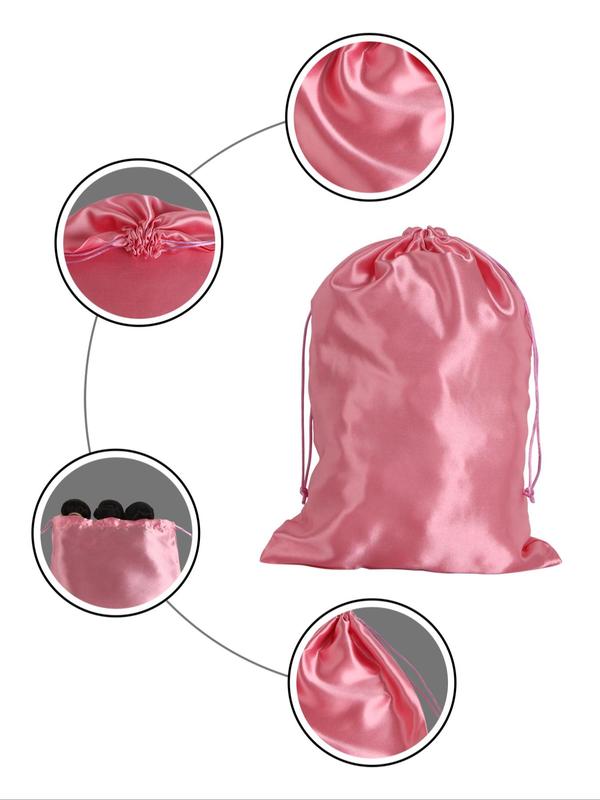 2pcs Drawstring Hair Wig Storage Bag, Satin Wig Pouch, Wig Storage Organizer for Home & Salon