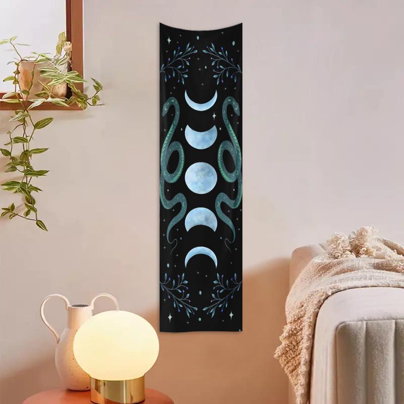 Bohemian Style Moon & Plant Pattern Tapestry for Room Decor,  1 Count Boho Style Wall Decor, Hanging Poster for Home Party Decor, Fall Decor, Home Decor