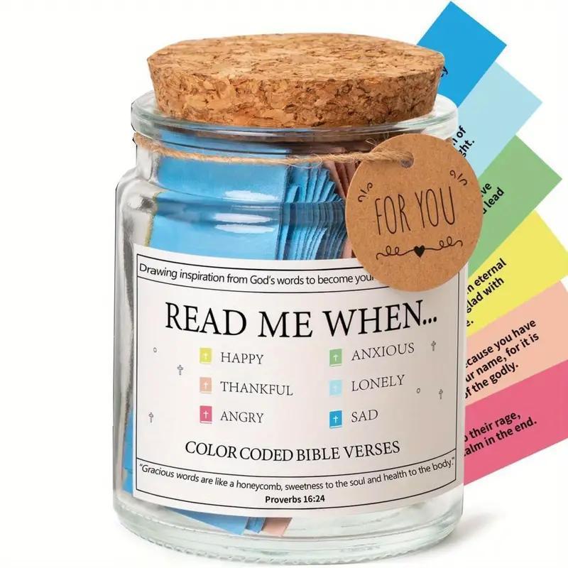 2024 Bible Verse Jar,Read Me When Bible Verses Jar for Emotions and Feelings,Scripture Prayer Cards Hope Jar,Religious Graduation Gift,Bible Study Church Christian Gifts for Women Men Mom Dad Friend