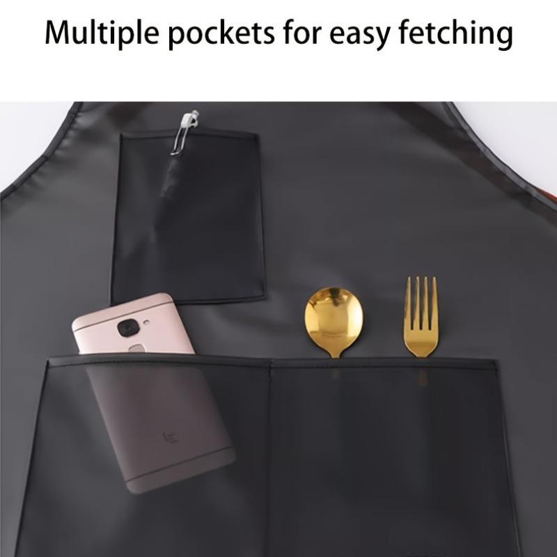 Solid Color Apron with Pocket, 1 Count Adjustable Waterproof  Cooking Apron, Household Apron for Home Kitchen Coffee Shop Gardening