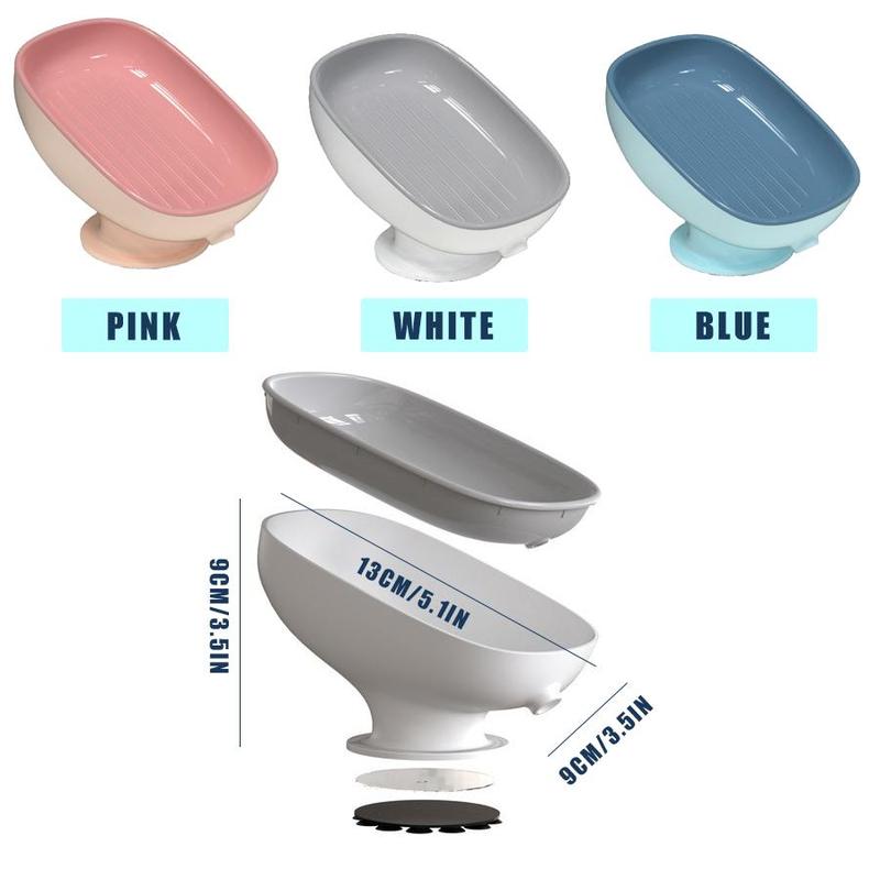 Soap Dish, 1 Count Punch Free Suction Cup Soap Holder, Soap Bar Storage Box for Bathroom Kitchen Hotel Salon Dormitory