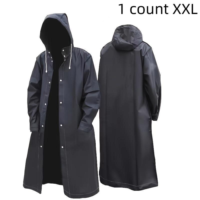 Waterproof Long Raincoat, 1 Count Thickened Raincoat with Hood, Fashionable Raincoat for Men & Women, Outdoor Sports Equipment