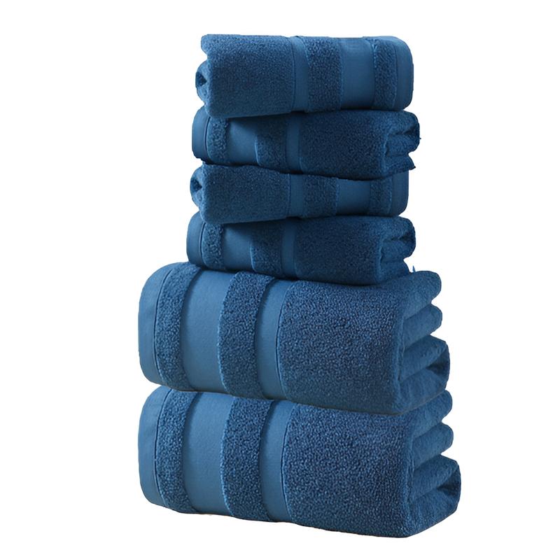 6-Piece Cotton Towel Set: 2 Square Towels (15x15 in), 2 Bath Towels (15x30 in), 2 Extra-Large Bath Sheets (30x60 in) - 100% Cotton