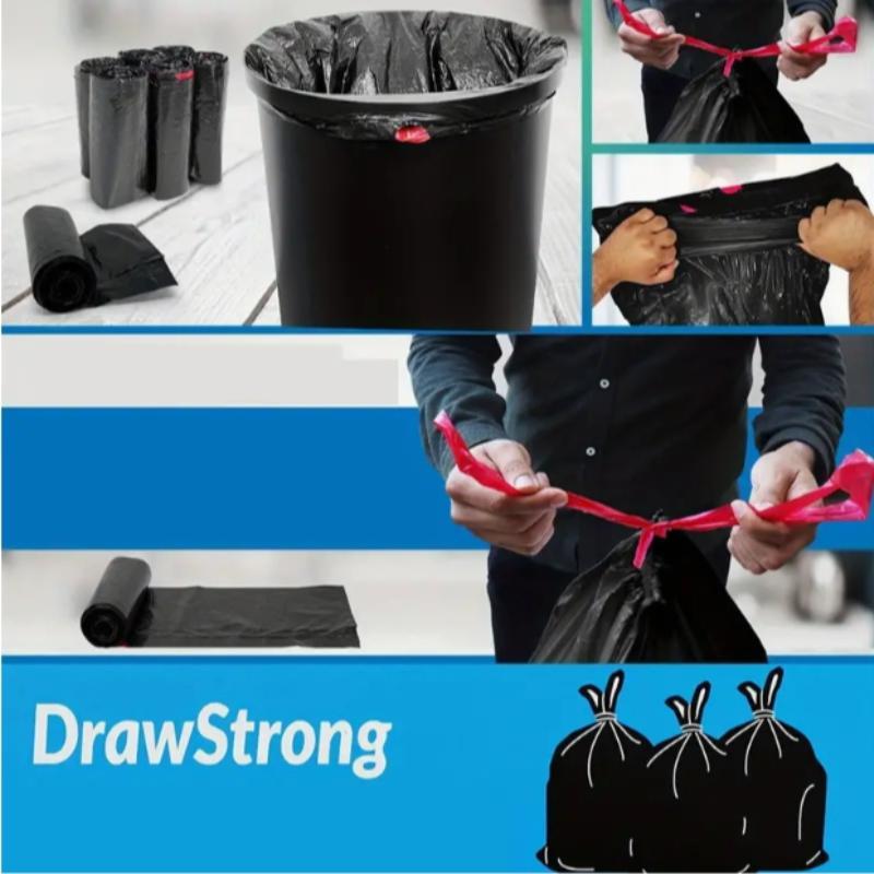 35 Gallon Trash Bag, 10pcs 20pcs roll Thick & Durable Household & Commercial Garbage Bag, Large Capacity Drawstring Bin Bag