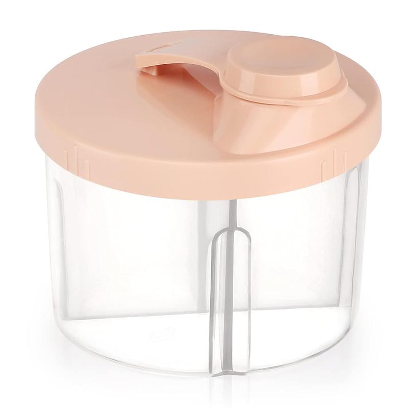 Formula Dispenser on The Go, Non-Spill Rotating Four-Compartment Formula Container To Go, Milk Powder Snack Container for Travel Outdoor, Pink