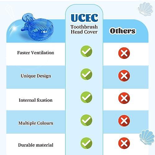 UCEC 6 Pack Toothbrush Covers Caps, Toothbrush Protector Head Covers Case, Toothbrush Cover Cap Plastic Clip, Tooth Brush Cover for Travel, Camping, Bathroom, School, Business