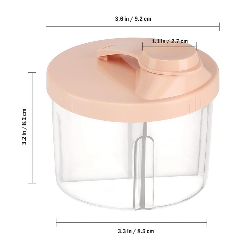 Formula Dispenser on The Go, Non-Spill Rotating Four-Compartment Formula Container To Go, Milk Powder Snack Container for Travel Outdoor, Pink