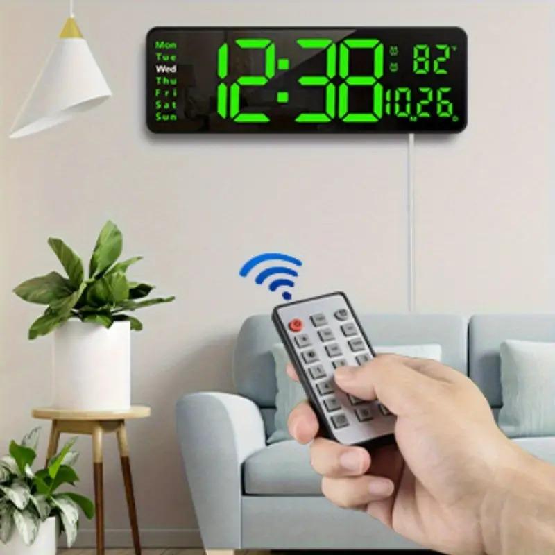 Digital Wall clock,Remote Control Large Screen Wall Clock With Temperature Date Week Display,Household Countdown Digital Timer,Room Decor,Home Decore,Summer Gifts,Bedroom Decor